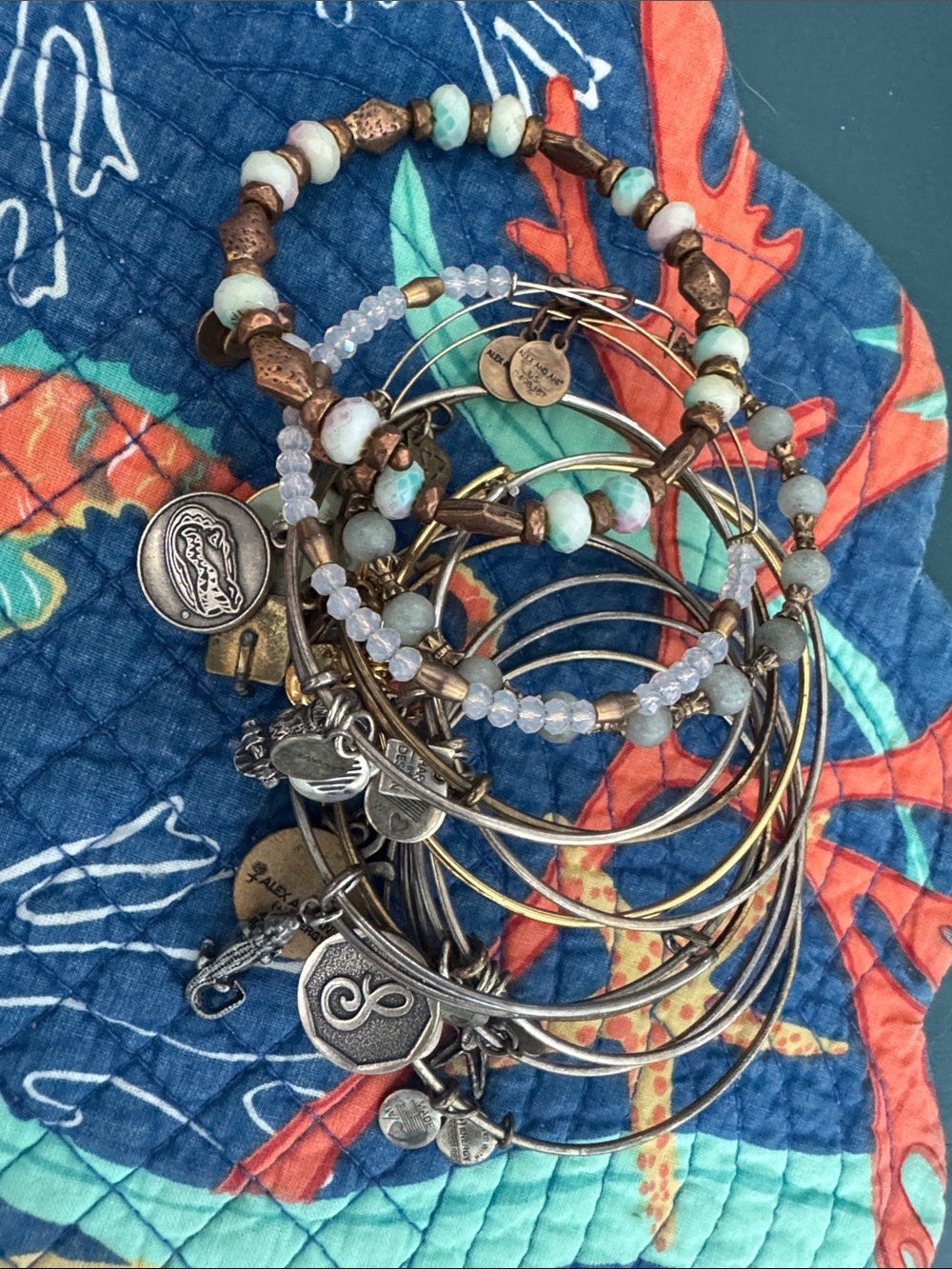 Bangles stack. Alex and Ani Silver Owl Charm Expandable Bracelet Set